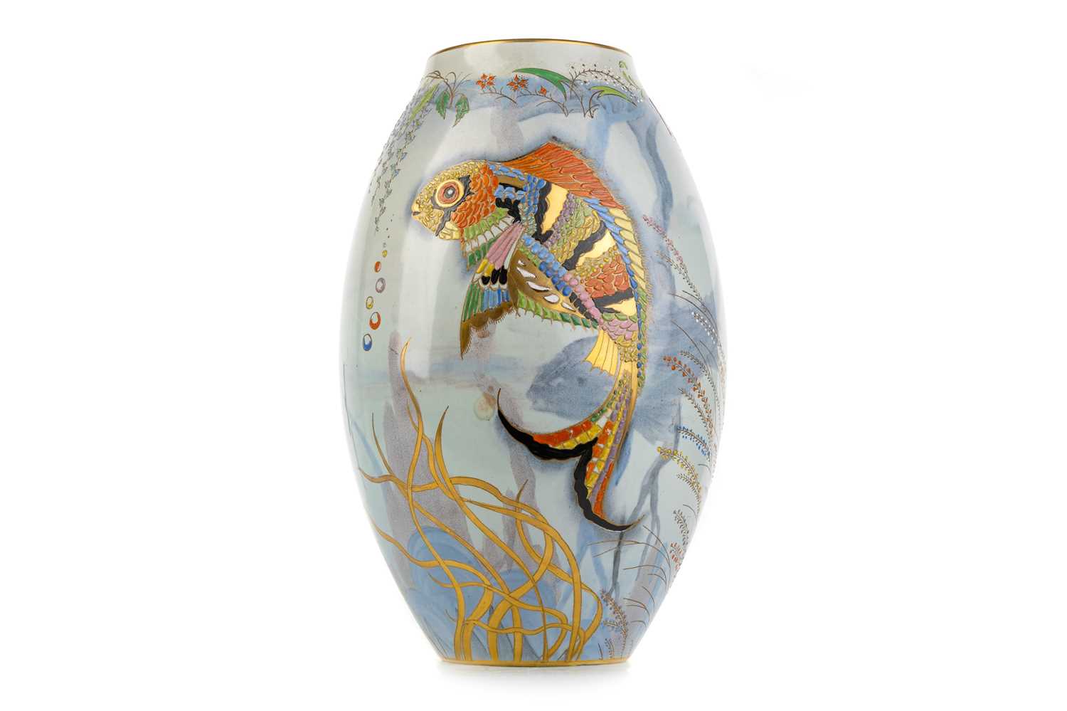 Lot 1344 - CARLTON WARE, RIVER FISH PATTERN VASE