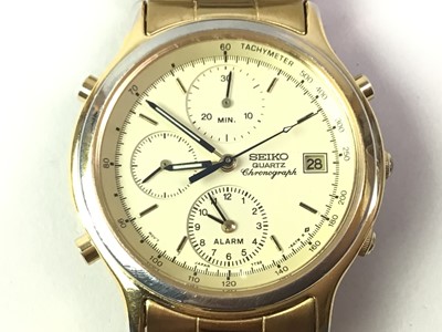 Lot 62 - SEIKO GOLD PLATED CHRONOGRAPH WRIST WATCH