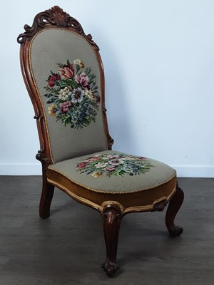 Lot 7 - VICTORIAN WALNUT FRAMED NURSING CHAIR