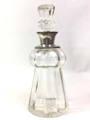 Lot 202 - SILVER COLLARED GLASS DECANTER