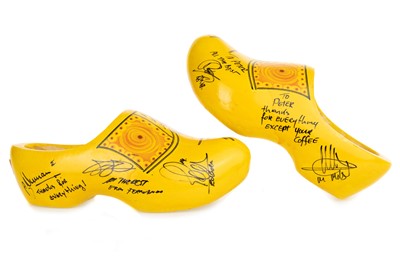 Lot 1733 - RANGERS F.C. INTEREST, DUTCH PLAYERS SIGNED PAIR OF CLOGS