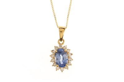 Lot 615 - SAPPHIRE AND DIAMOND PENDANT