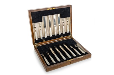 Lot 803 - SET OF GEORGE VI SILVER DESSERT KNIVES AND FORKS