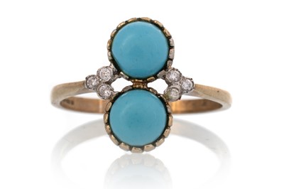 Lot 493 - TURQUOISE AND DIAMOND RING