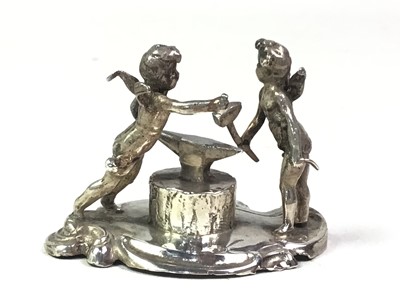 Lot 247 - SILVER MINIATURE OF FIGURE GROUP