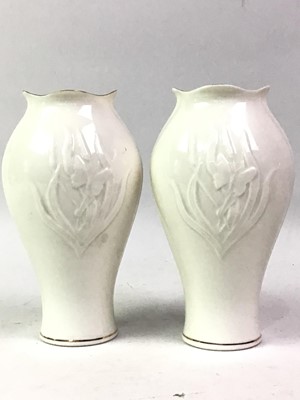 Lot 331 - PAIR OF BELLEEK VASES