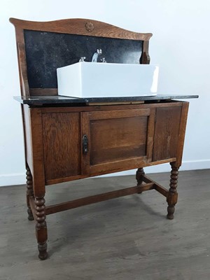 Lot 335 - OAK MARBLE TOP WASHSTAND