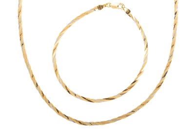 Lot 664 - GOLD BRACELET AND MATCHING NECKLACE