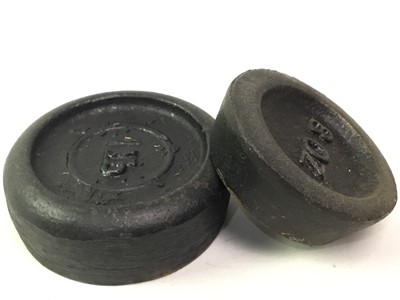 Lot 326 - SET OF CAST IRON SCALES AND WEIGHTS