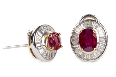 Lot 669 - PAIR OF RUBY AND DIAMOND EARRINGS