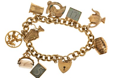 Lot 681 - GOLD CHARM BRACELET