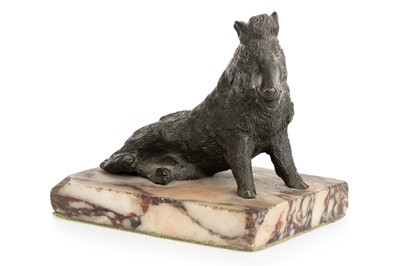 Lot 1365 - BRONZE FIGURE OF A WILD BOAR