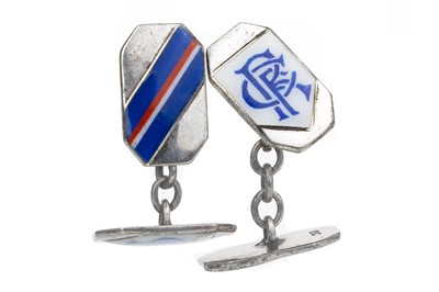 Lot 1735 - RANGERS F.C., PAIR OF SILVER AND ENAMEL CUFFLINKS