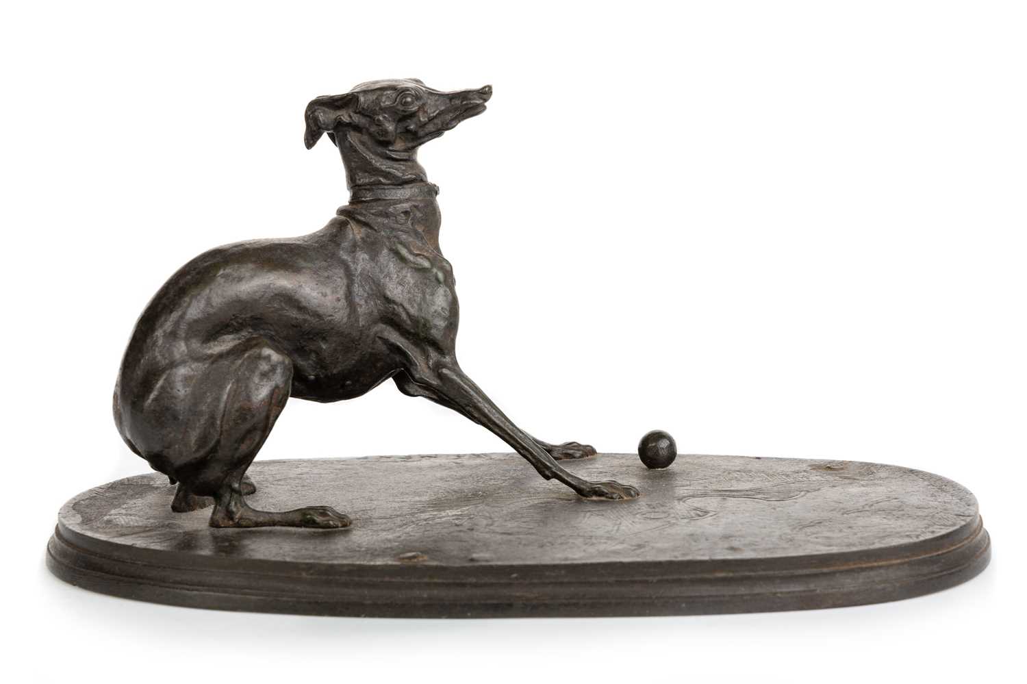 Lot 1366 - BRONZE FIGURE OF A GREYHOUND