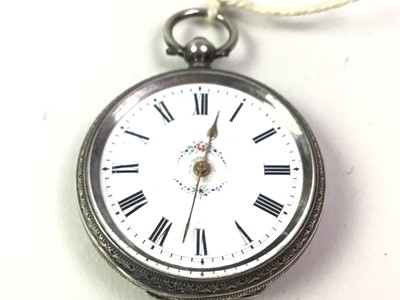 Lot 367 - SILVER OPEN FACED POCKET WATCH