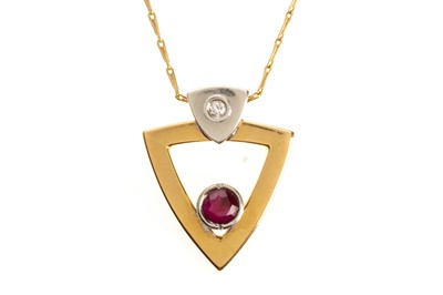 Lot 688 - RUBY AND DIAMOND PENDANT