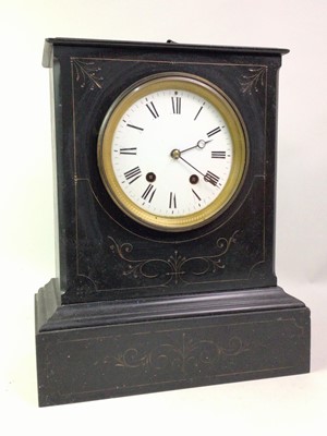 Lot 297 - BLACK SLATE MANTEL CLOCK