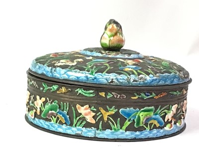 Lot 424 - CHINESE CANTON ENAMEL BOX AND BOWL