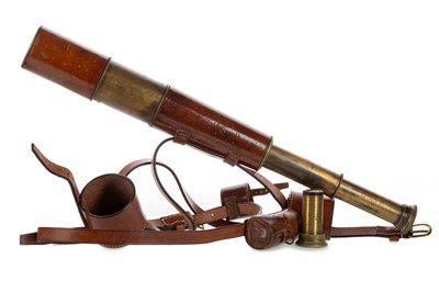 Lot 460 - BRASS THREE-DRAW TELESCOPE