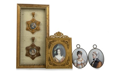 Lot 1375 - SET OF THREE HAND PAINTED PORCELAIN PORTRAIT PANELS