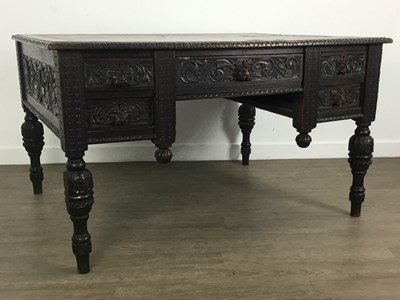 Lot 555 - VICTORIAN OAK GOTHIC REVIVAL STYLE DESK
