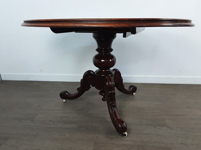 Lot 560 - VICTORIAN MAHOGANY SNAP TOP TABLE WITH SIX CHAIRS