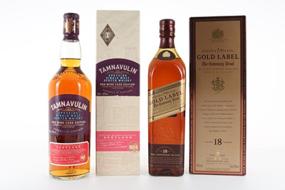 Lot 255 - JOHNNIE WALKER 18 YEAR OLD GOLD LABEL 75CL AND TAMNAVULIN RED WINE CASK EDITION #4