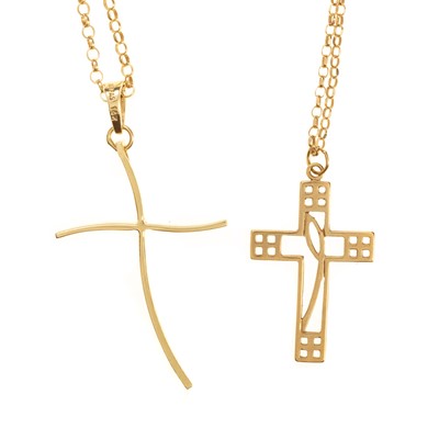 Lot 694 - TWO GOLD CROSS PENDANTS