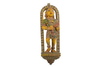 Lot 1201 - INDIAN WOODEN WALL HANGING FIGURE