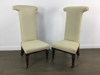 Lot 1384 - PAIR OF VICTORIAN PRIE DIEUX CHAIRS