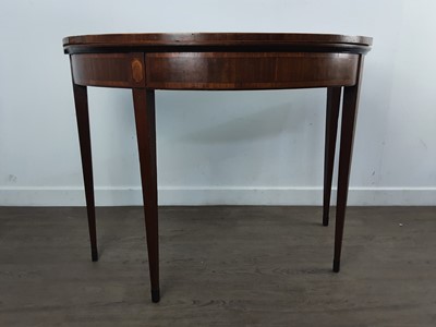 Lot 654 - MAHOGANY 'D' SHAPED FOLD OVER CARD TABLE