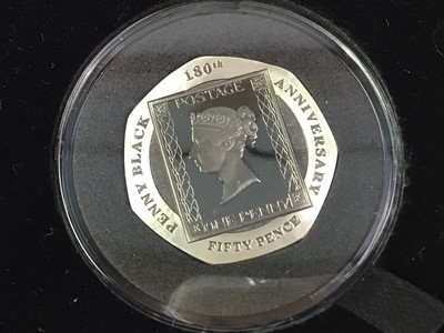 Lot 614 - PENNY BLACK 180TH ANNIVERSARY FIFTY PENCE COIN