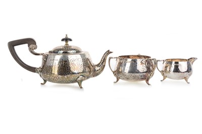 Lot 418 - ARTS & CRAFTS HAMMERED SILVER TEA SERVICE