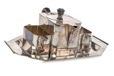 Lot 419 - MODERNIST SILVER PLATED TEA SERVICE