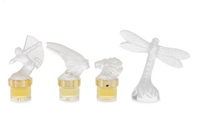 Lot 415 - LALIQUE FRANCE, FROSTED GLASS MODEL OF A DRAGONFLY