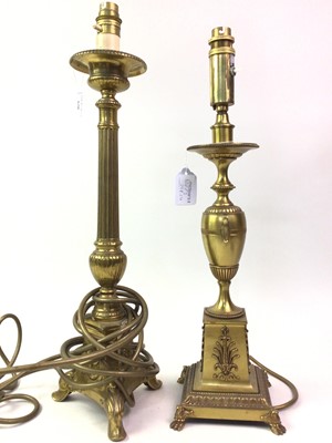 Lot 620 - TWO BRASS TABLE LAMPS