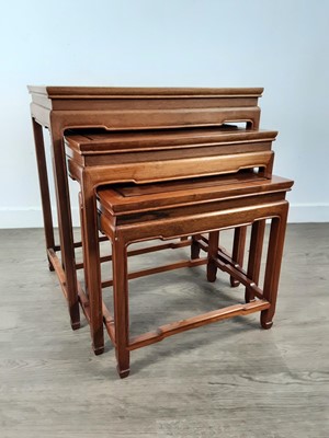 Lot 692 - CHINESE ROSEWOOD NEST OF THREE TABLES