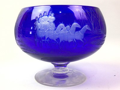 Lot 495 - BLUE GLASS TABLE CENTREPIECE