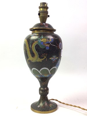 Lot 728 - CLOISONNÉ VASE TABLE LAMP
