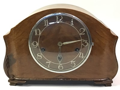 Lot 730 - WALNUT MANTEL CLOCK