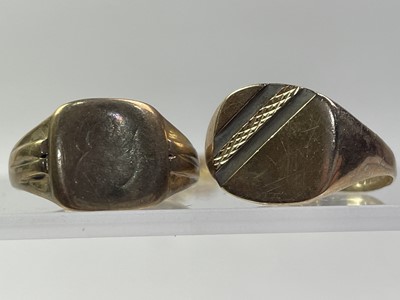 Lot 732 - TWO NINE CARAT GOLD SIGNET RINGS