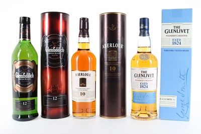 Lot 390 - GLENFIDDICH 12 YEAR OLD, ABERLOUR 10 YEAR OLD AND GLENLIVET FOUNDER'S RESERVE