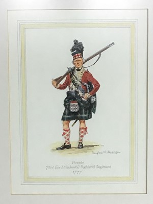 Lot 41 - DOUGLAS N. ANDERSON, SET OF FOUR PICTURES DETAILING UNIFORMS OF THE HIGHLAND LIGHT INFANTRY