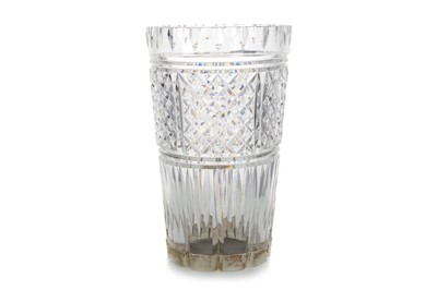 Lot 846 - LARGE CUT CRYSTAL SILVER MOUNTED VASE