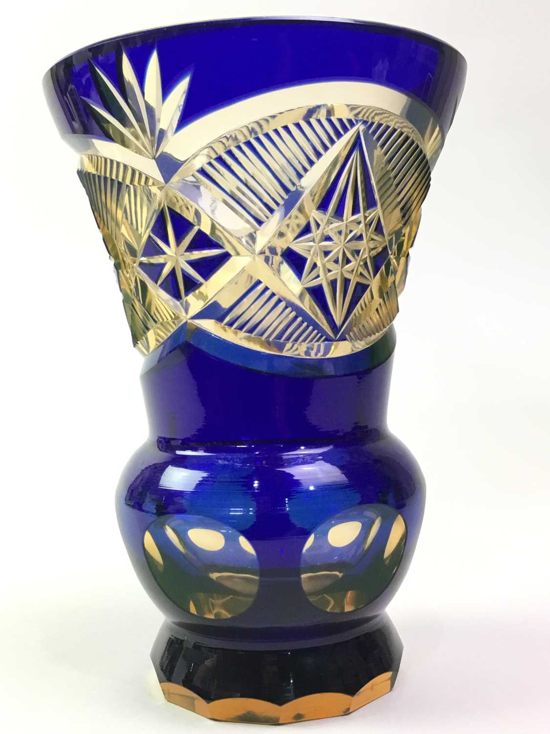 Lot 801 - BLUE CUT GLASS VASE