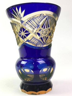 Lot 801 - BLUE CUT GLASS VASE