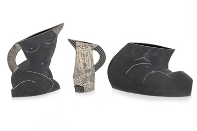 Lot 445 - JUDE JELFS (BRITISH, 1950-), THREE STUDIO POTTERY VESSELS