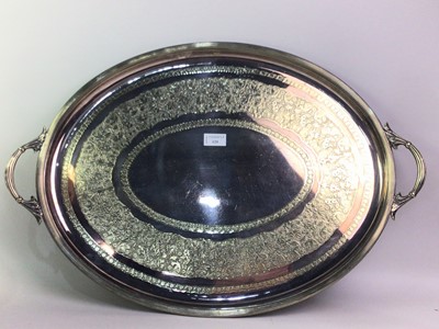 Lot 129 - LARGE DOUBLE HANDLED SILVER PLATED TEA TRAY