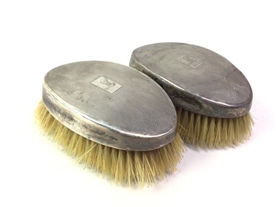 Lot 123 - TWO SILVER BACKED HAIRBRUSHES AND OTHERS