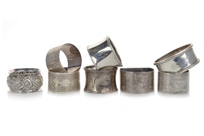 Lot 809 - EIGHT SILVER NAPKIN RINGS